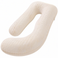 Almohada corporal en U 140 cm de tejido afelpado beige para descanso y apoyo
