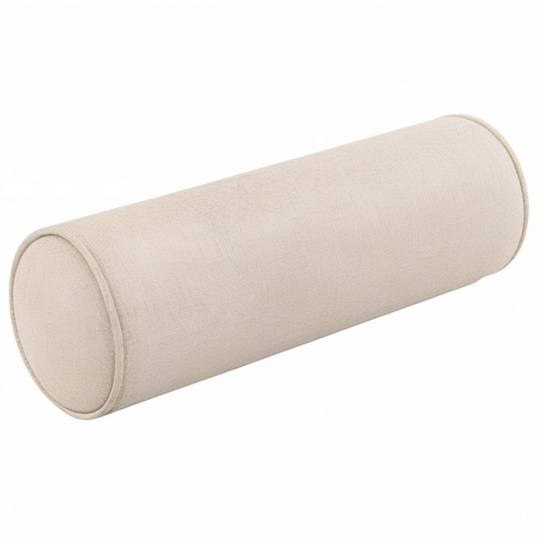 Cojín cilíndrico 20 x 50 cm de tejido efecto lino beige para apoyo decorativo