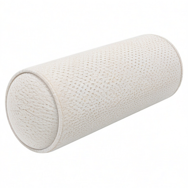 Cojín cilíndrico 20 x 50 cm de tejido beige para apoyo decorativo