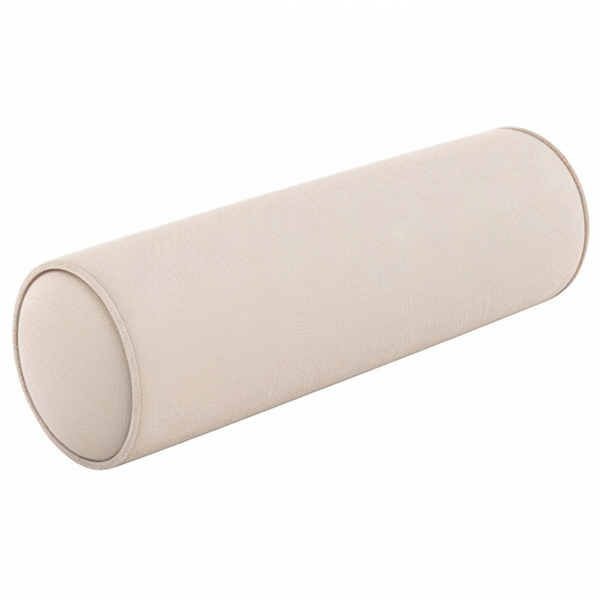 Cojín cilíndrico 15 x 50 cm de tejido beige para apoyo decorativo