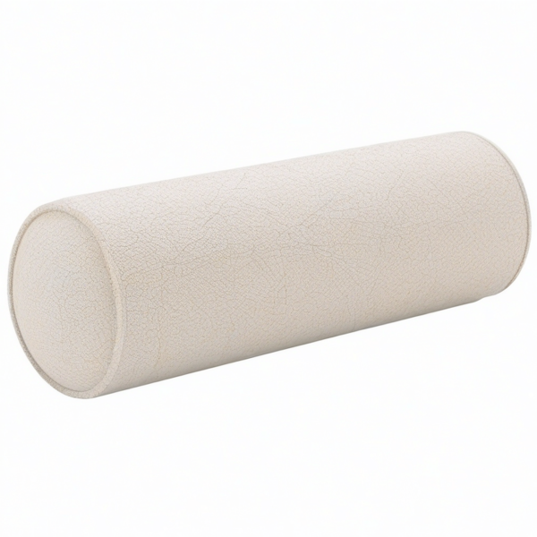 Cojín cilíndrico 20 x 50 cm de poliéster beige para apoyo estilo bouclé