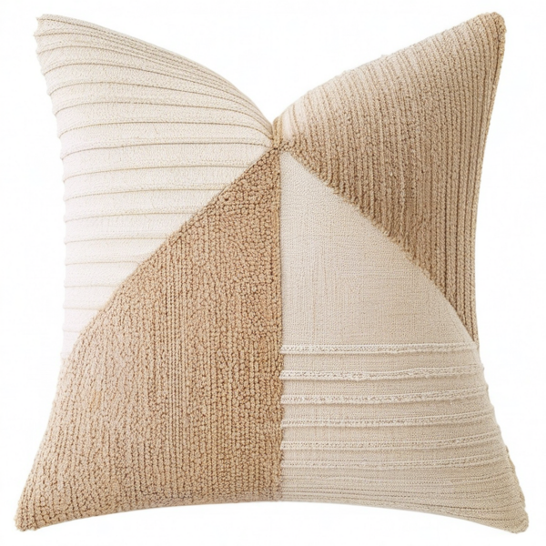 Cojín decorativo cuadrado 45 cm beige de tejido texturizado para sofá