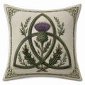 Cojín cuadrado 45 cm de tela beige bordada para decoración botánica