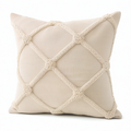 Cojín decorativo cuadrado 45 cm de algodón beige con relieve geométrico