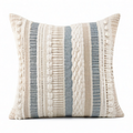 Cojín cuadrado 45 cm de tejido beige y azul para decoración estilo bohemio