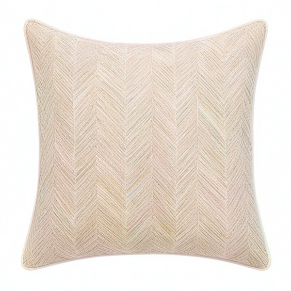 Cojín decorativo 45 x 45 cm de tejido beige con patrón de espiga para sofá