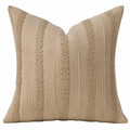 Cojín decorativo 45 x 45 cm de algodón beige con relieve para sofá estilo bohemio
