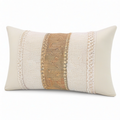 Cojín decorativo rectangular 50 x 30 cm de tejido beige y marrón con textura bohemia