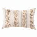 Cojín decorativo rectangular 50 x 30 cm de tejido beige para sofá estilo boho