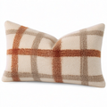 Cojín rectangular 50 x 30 cm de tejido bouclé beige y terracota - decorativo de cuadros