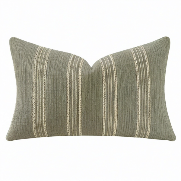 Cojín decorativo rectangular 50 x 30 cm de tejido verde con relieve para sofá