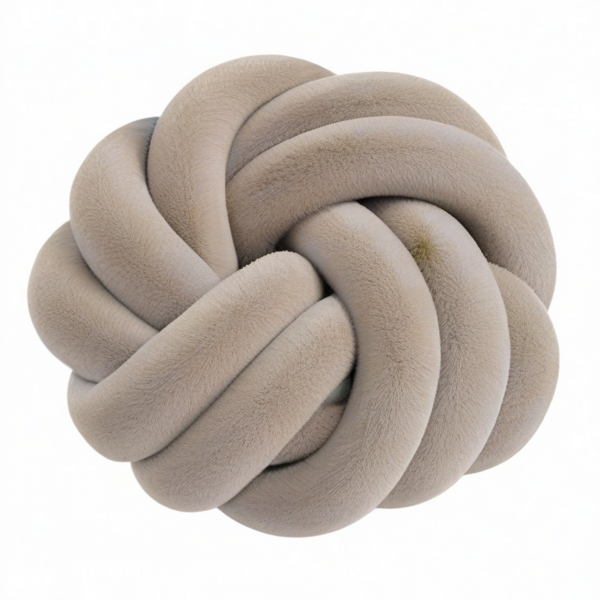 Cojín decorativo redondo 30 cm de poliéster beige - nudo suave para sofá