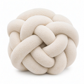 Cojín decorativo redondo 30 cm de poliéster bouclé beige - anudado suave