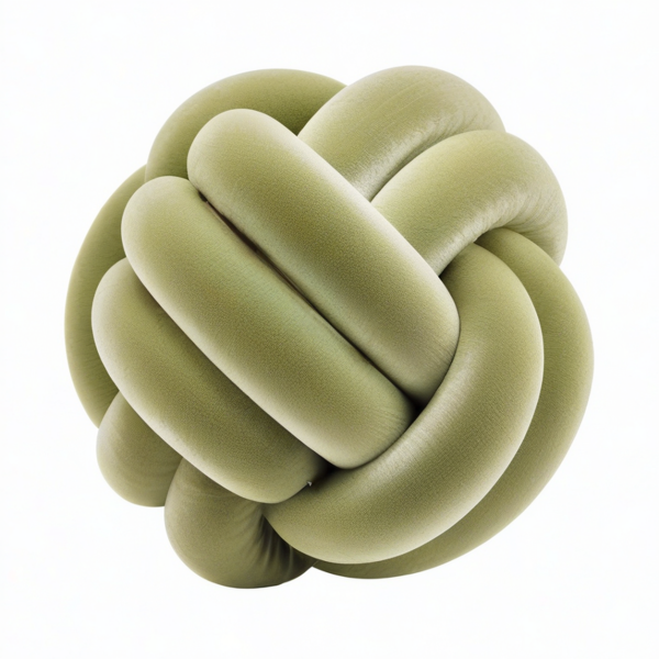 Cojín decorativo de nudo 30 cm en tejido aterciopelado verde - suave para sofá y dormitorio