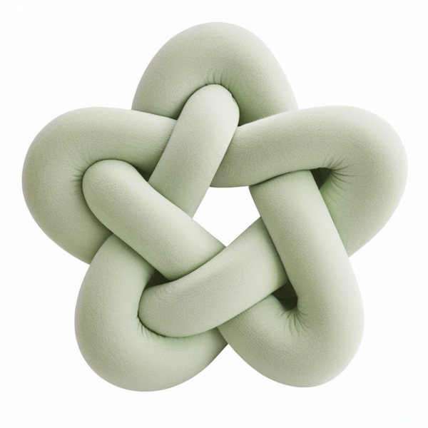 Cojín decorativo anudado 35 cm de felpa verde salvia - suave para sofá