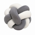 Cojín decorativo de nudo 30 cm en pana blanco y gris - suave para sofá y dormitorio