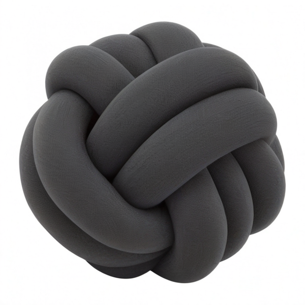 Cojín decorativo anudado 30 cm de poliéster gris oscuro estilo moderno