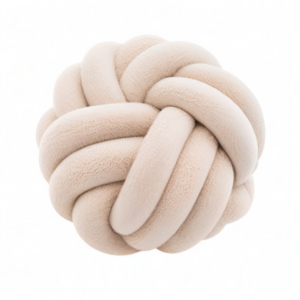 Cojín decorativo de nudo 30 cm en poliéster beige - suave para sofá y cama