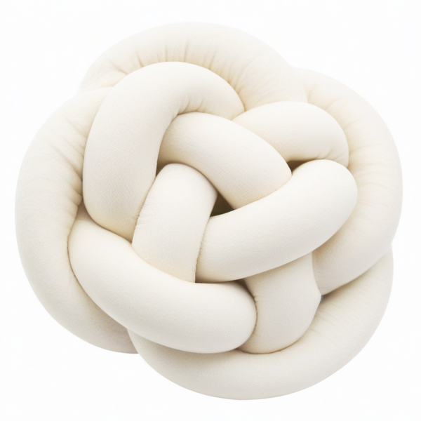 Cojín decorativo de nudo 30 cm en poliéster crema suave