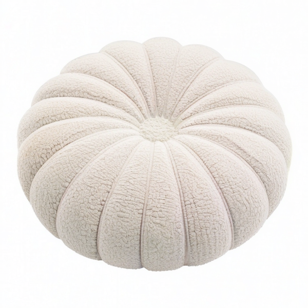 Cojín redondo 45 cm de tejido bouclé blanco para asiento estilo floral