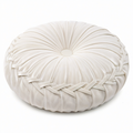 Cojín redondo 50 cm de poliéster blanco para decoración estilo fruncido