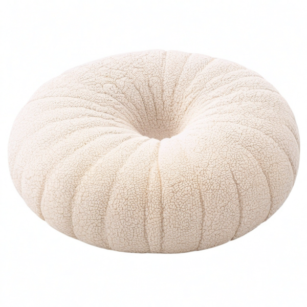 Cojín circular 50 cm en tejido bouclé beige - asiento acolchado decorativo