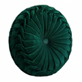 Cojín redondo 40 cm de terciopelo verde oscuro decorativo plisado